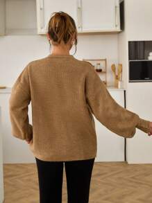 EURMUSE Women Rhinestone Flower Button Detailed Soft Touch Elegant Chick Cardigan,Long Cardigans Woman,Petite Cardigans,Cardigans - Brown - View 2