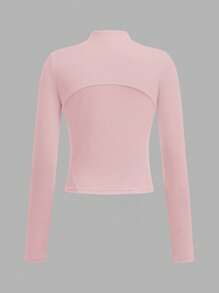 SHEIN Tween Girls' 4-Season Sports UV Protection Zip-Up Jacket, Slim Fit Athletic Activewear For Running, Gym, Yoga, Spring/Summer/Autumn/Winter