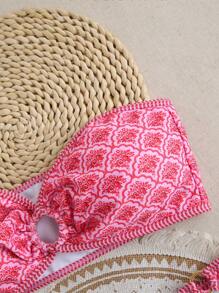 SHEIN Swim Beach Vacation All-Over Print Bikini Set (Random Patterns) For Summer - Pink - View 4