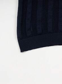 Manfinity Homme Men's Contrast Trim Short Sleeve Knit Sweater ,Fashion Sport Top Suitable For Summer - Royal Blue - View 7