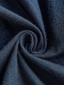 SHEIN MOD Women's Plaid Patchwork Cold Shoulder Ruffle Neckline & Hem Dress - Blue - View 11