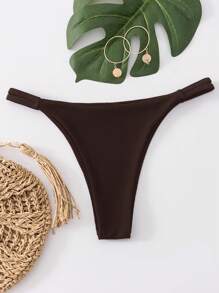 Swim Basics Women's Solid Color Sexy Bikini Bottom For Summer Beach Vacation - Brown - View 4