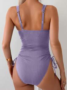 Swim Chiccia 1pc Women's Solid Color Spaghetti Strap One-Piece Swimsuit, Minimalist And Fashionable For Summer