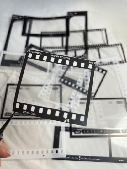 [Time Film Series]1pack Retro Black & White Film Decorative Sticker Set Scrapbook Supplies School Supplies For Diy Scrapbooking Frames, 20pieces/Pack Valentine DAY, Valentines Wedding, Birthday