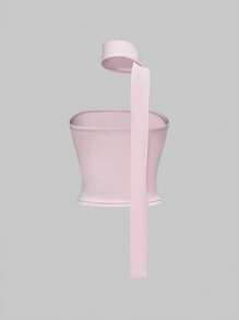 ROMWE Grunge Punk Y2K 豹纹全图案女式短款褶皱抹胸 - 粉色 - 查看 2