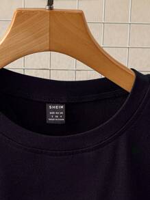 GlowEve 女士时尚短袖圆领针织拼布泡泡下摆 T 恤，夏季 - 黑與白 - 查看 3