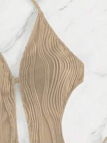 SHEIN Swim Costume da bagno intero con scollo traforato a tinta unita, adatto per vacanze e spiaggia