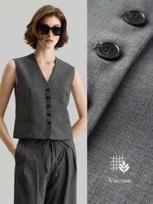 Ontre Women Solid Color Sleeveless Casual Tops, Minimalist Fashion For Everyday Wear - Grey - View 1