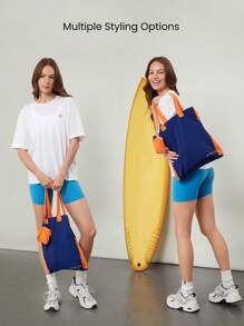 GLOWMODE X Nature Dream Bali 9L Packable Storage Embroidery Tote Bag With 3 Pockets Daily Casual Vacation Holiday Wear - Blue - View 4