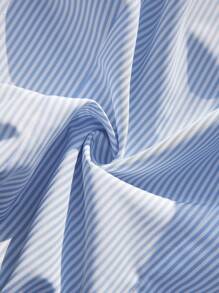 Chiquease Women's Striped Print Button Front Fitted Waist Blouse - Blue - View 7