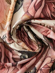 SHEIN Clasi Women's Elegant Ditsy Floral Print Dress + Abstract Graphic Print - Pink - View 4