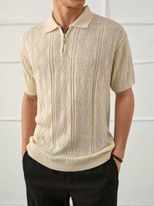 RueChic Camisa polo regular de malha gráfica masculina da moda de verão