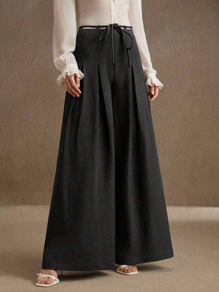 Anewsta Elaire Calça Casual de Perna Larga Elegante e Moderna Estilo Vintage, Calça Casual para Escritório, Adequada para Mulheres na Primavera e Verão