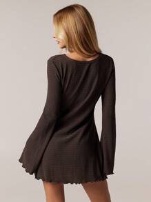 Forever 21 1 pièce Robe décontractée pour femme de couleur unie élégante à manches évasées, printemps et été
