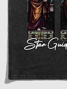 ROMWE MEN Street Life Maglietta casual senza maniche da uomo con stampa di caratteri religiosi, vestibilità ampia