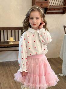 SHEIN LMoss Kids LMoss Young Girls Blouses - Red - View 6