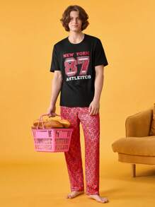 Ensemble de pyjama homme avec pantalon à carreaux et Top à manches courtes imprimé SLEEP