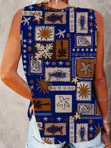 INAWLY Women's Boho Sleeveless Round Neck Fashion Tank Top, Suitable For Summer - Multicolor - View 2