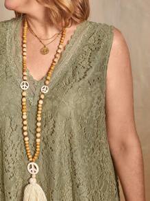 EMERY ROSE Women's Elegant V-Neck Sleeveless Lace Dress - Green - View 6