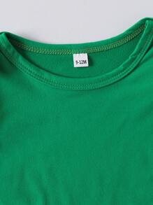 2 pièces Barboteuse fille à manches courtes style minimaliste avec imprimé arc-en-ciel, léopard, trèfle chanceux et lettres et pantalon évasé imprimé, convient pour la Saint-Patrick, l'été