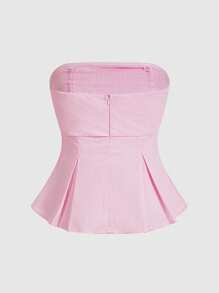 Siren Gaze 粉色亚麻棉抹胸：凸显腰线的波西米亚风职场穿搭 | Old Money Elegance 2025 夏季新品发布 | 日夜转换与职场魅惑风格 - 淺粉色 - 查看 4