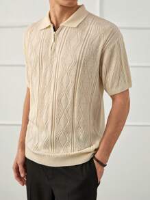 RueChic Camisa polo regular de malha gráfica masculina da moda de verão
