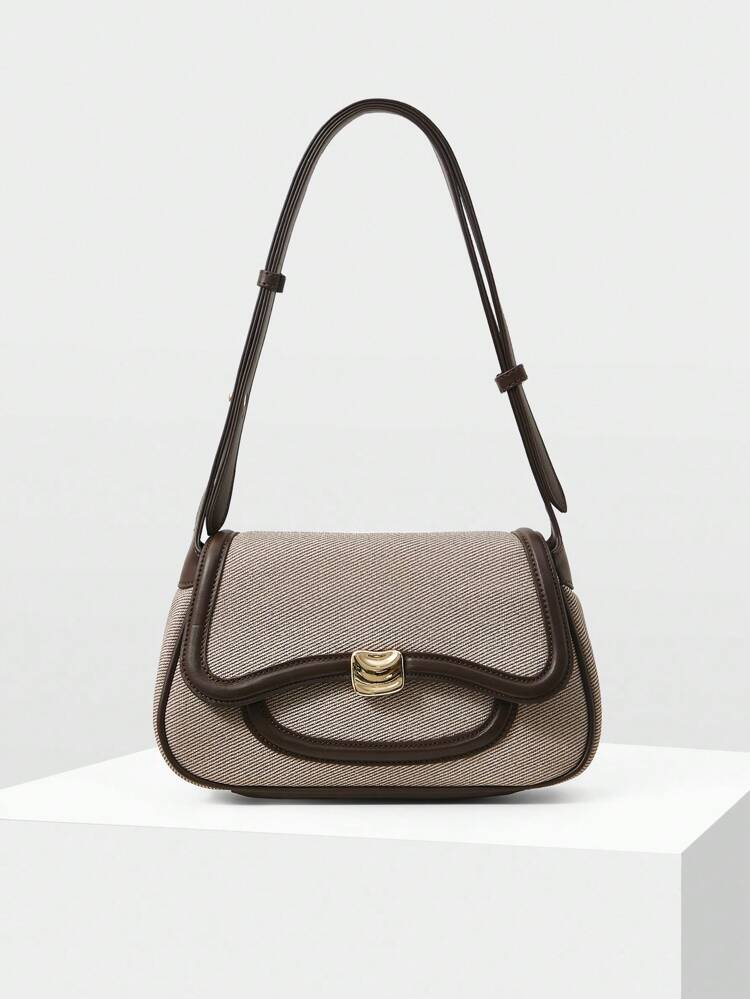 COLOR BLOCK TRIM SHOULDER BAG, COMMUTE