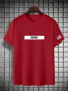 Manfinity Homme Men's Casual Minimalist Slogan Print Short Sleeve T-Shirt