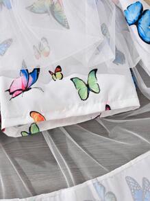 Mono con volantes y estampado de mariposas de colores para niñas preadolescentes, estilo de resort de primavera/verano