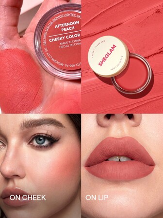 Cheeky Color Jam-Afternoon Peach 6 Shades Multi-Use Cream Blush Lip Cream Matte Highly Pigmented Natural Blush Powder Face Makeup Blush Rare Brand Beauty Makeup Face Paint Cosmetic For Women Girls Perfect For Fall Winter Ideal For Y2K Fancy Fashion Suitable For Birthday Christmas Present Party Ready Best Color