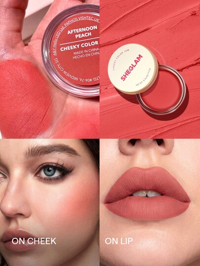 أحمر خدود كريمي متعدد الاستخدامات من Cheeky Color Jam-Afternoon Peach 6 Shades، كريم شفاه غير لامع، أحمر خدود طبيعي عالي التصبغ، بودرة مكياج للوجه، تخفيضات ، أحمر خدود حمره علامة تجارية جمال مكياج مستحضرات تجميل للنساء الفتيات مثالي لفصل الخريف الشتاء مثالي ل- Y2K أزياء أنيقة هدية حفلة جاهز أفضل لون