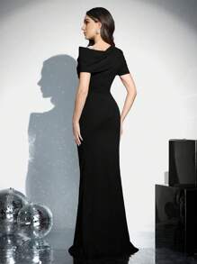 Coutiva 女士针织泡泡珠短袖修身正式晚礼服、派对礼服、婚礼宾客礼服、长袍