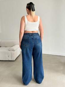 RueChic HIGH WAIST STRAIGHT JEAN STYLE CASUAL - Medium Wash - View 2