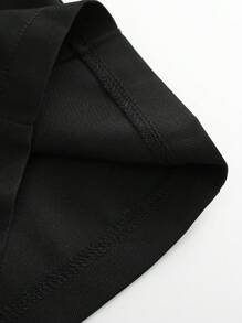 SHEIN CURVE+ 大码女式宽松阔腿休闲商务西装裤，纽扣设计 - 黑色 - 查看 4