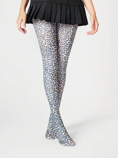 Grunge Punk 1 par de medias/pantimedia/calcetines de mujer sexy y elásticos con estampado de leopardo