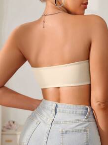 SHEIN 1pc Front Button Closure Supportive Wireless Bra For Women, Single Pack - Khaki - View 2