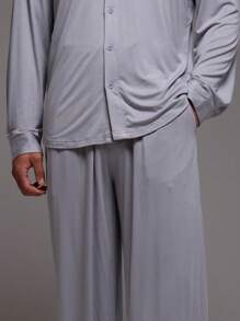 Musero 男士抽绳松紧腰柔软触感直筒裤 - 淺灰色 - 查看 5