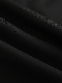 SHEIN CURVE+ 大码女式宽松阔腿休闲商务西装裤，纽扣设计 - 黑色 - 查看 3