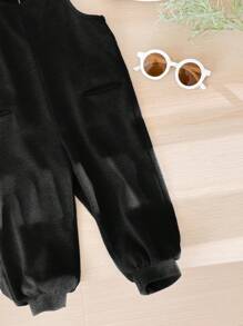 SHEIN Baby Girl Cute & Versatile Gray Knit Bib Jumpsuit, Suitable For Spring And Summer - Black - View 6