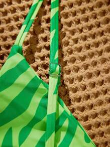 SHEIN Swim Vacation Beach Zebra Print Bikini Top, Random Print - Multicolor - View 3