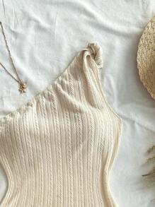 Soleia 2 bộ đồ thường ngày cho nữ áo không tay viền bất đối xứng màu trơn và quần short - trắng - Xem 5