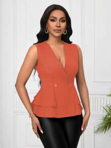 Lyxana Minimalist Sleeveless Solid Color Blouse For Women, Simple Style Suitable For Summer