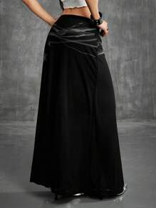 Comfortcana 女士春夏圣帕特里克节街头服饰复古星星图案黑色长裙