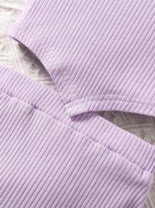 Baby Girls Asymmetric Hem Top And Pleated Skirt 2pcs Set, Elegant And Cute Infant Fashion Girls Outfit Sets