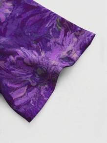 PAVTROS Manfinity Streetrush Men's Blue Sunflower Letter & Horse Icon Print Zip Up Shirt , Men Rave Shirt , Streetwear Shirts - Multicolor - View 3