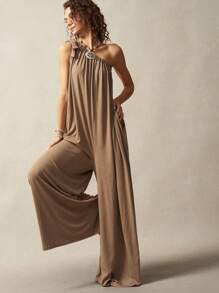 Bohemela BOHO Solid Color Knit Loose Asymmetrical Neck Women's Jumpsuit Women Summer Clothes Women Jumpsuits Casual Jumpsuits For Woman Women Jumpsuits