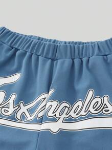 SHEIN Teen Boy's Loose Letter Print Street Style Shorts