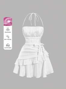 SHEIN MOD Váy dự tiệc màu trắng cho nữ, Váy cưới, Váy ngày lễ, Váy thời Phục hưng, Váy dạ hội, Váy trang trọng, Quần áo, Váy trang trọng ngắn, Váy cocktail ngắn - trắng - Xem 6