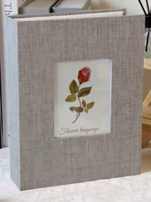 SHEIN Linen Cover Flowers Photo Album With Display Window: Modern Simplicity, Holds 200 Photos, Photo Frame Perfect For Family Memories And Gifts Easter Home Decor Wedding Decor