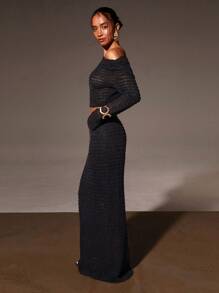 Athîral Women Casual Solid Color Asymmetrical Neck Long Sleeve Crop Top - Black - View 4